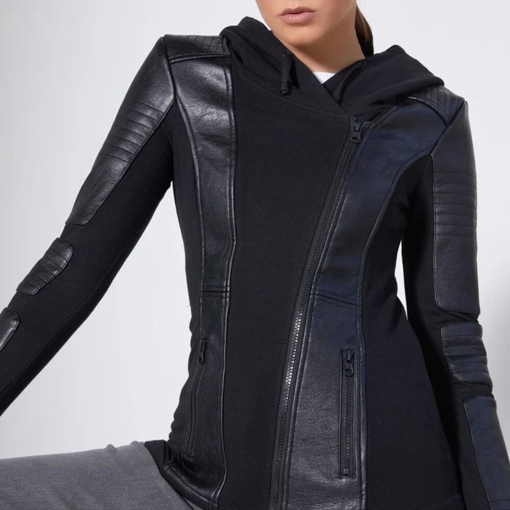 NWOT ASYMETRICAL HOODED MOTO JACKET XL RETAIL $199
